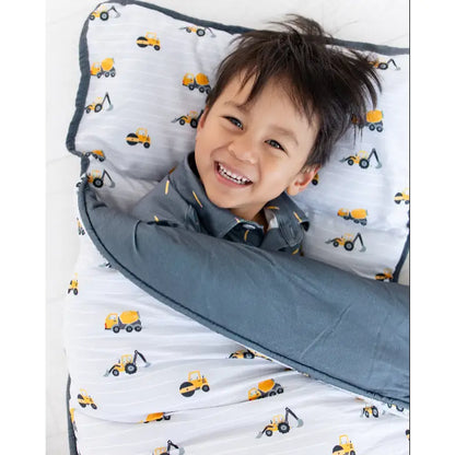 Boys Nap Mat - Construction On Grey