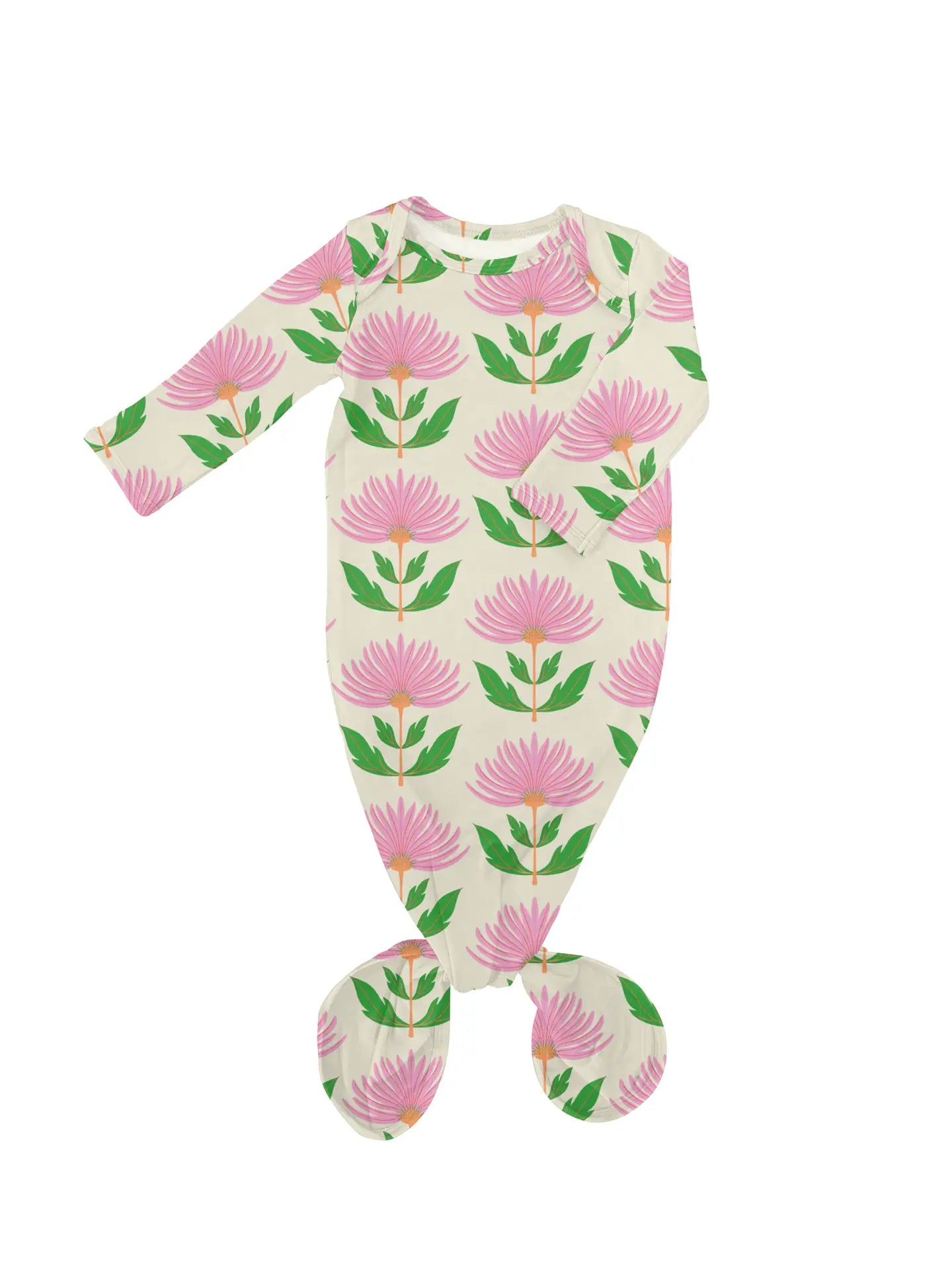 Pink Block Flower Knotted Gown