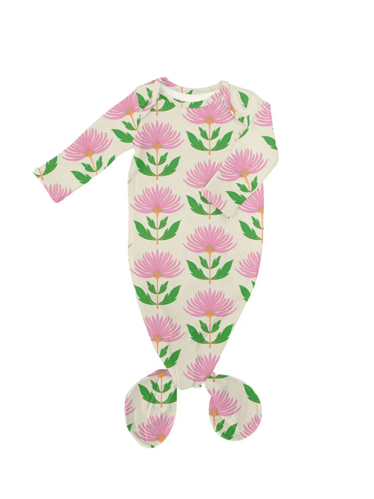 Pink Block Flower Knotted Gown