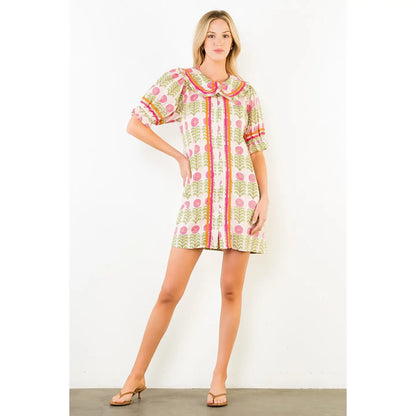 Puff Sleeve Floral Pattern Dress