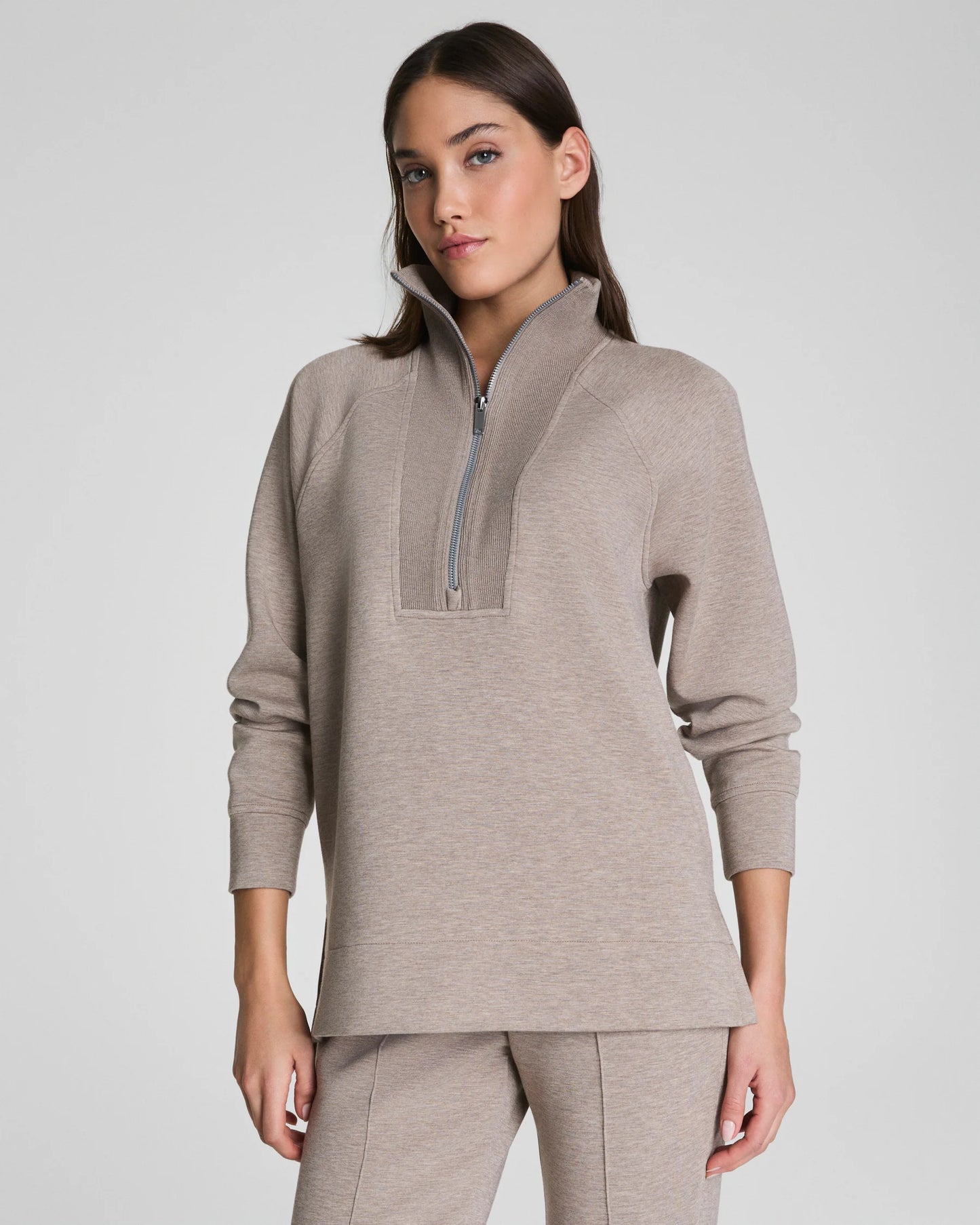 SPANX AirEssentials® Brushed Half Zip Tunic in birch heather