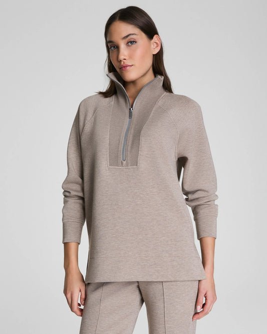 SPANX AirEssentials® Brushed Half Zip Tunic in birch heather