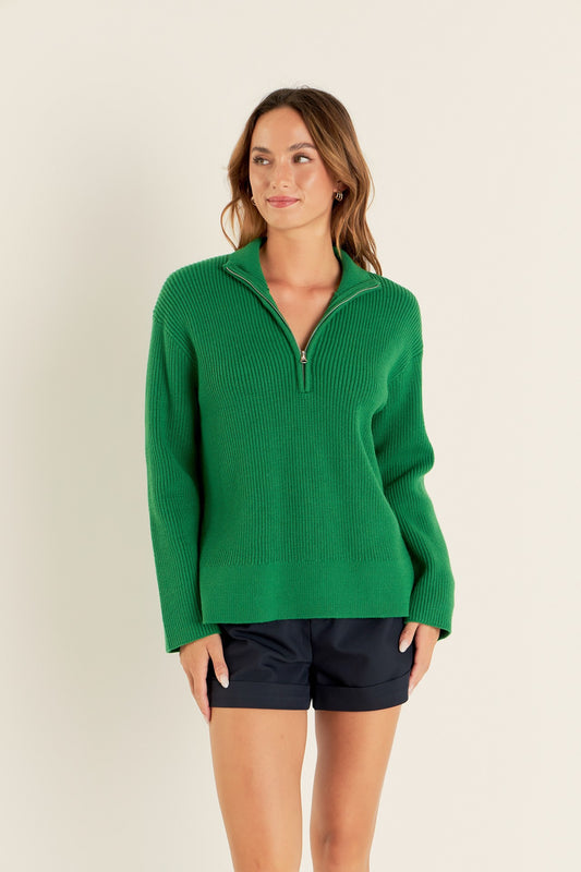 Zip Collard Sweater