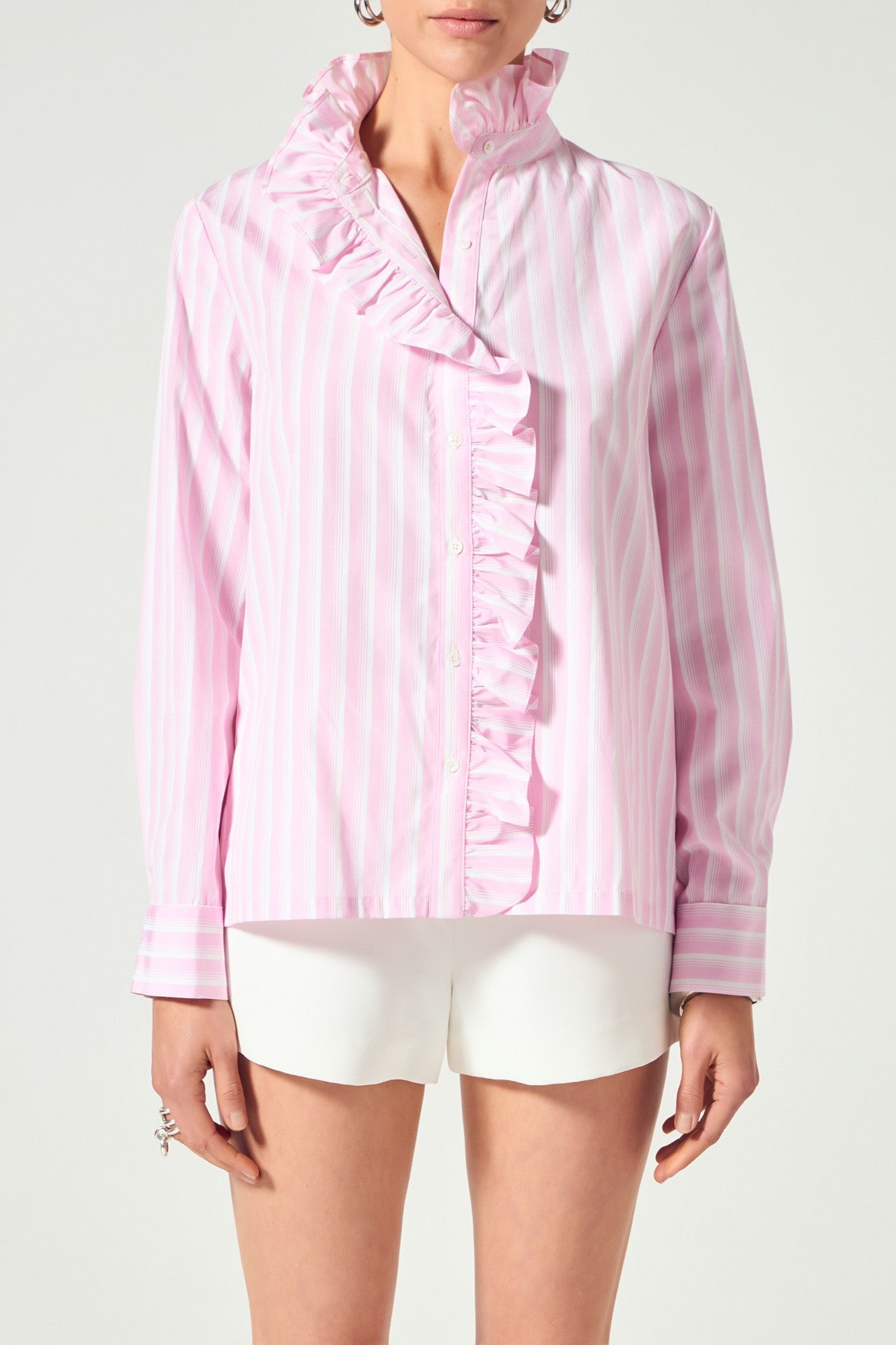 Pink Stripe Ruffle Top