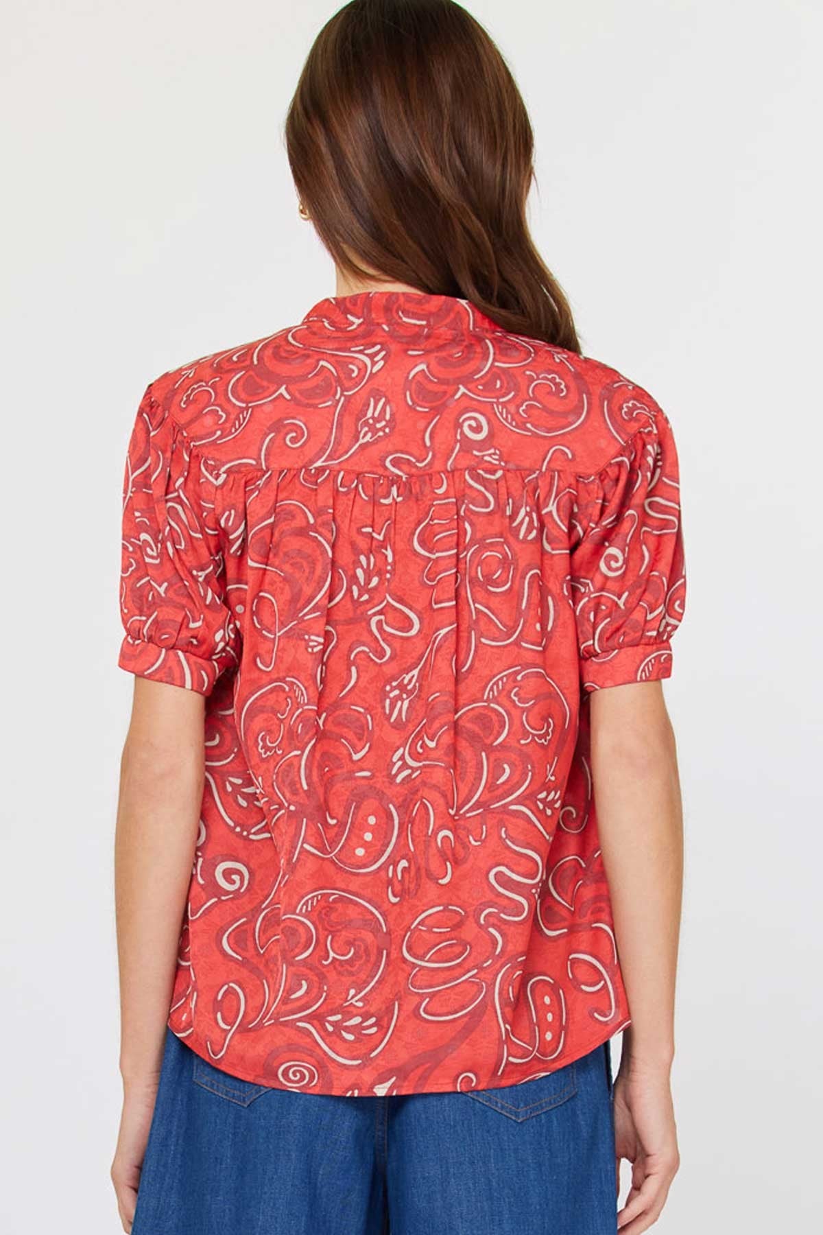 Abstract V-neck Blouse