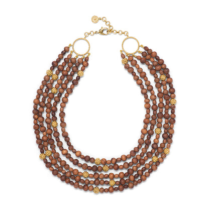 Beads 5-Strand Necklace, 18"+2'' - Teak Regular price$425.00
