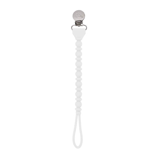 Beaded Paci Strap in White