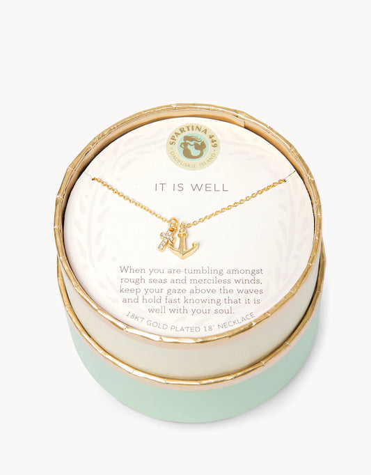 Sea La Vie Necklace It Is Well/Cross Anchor