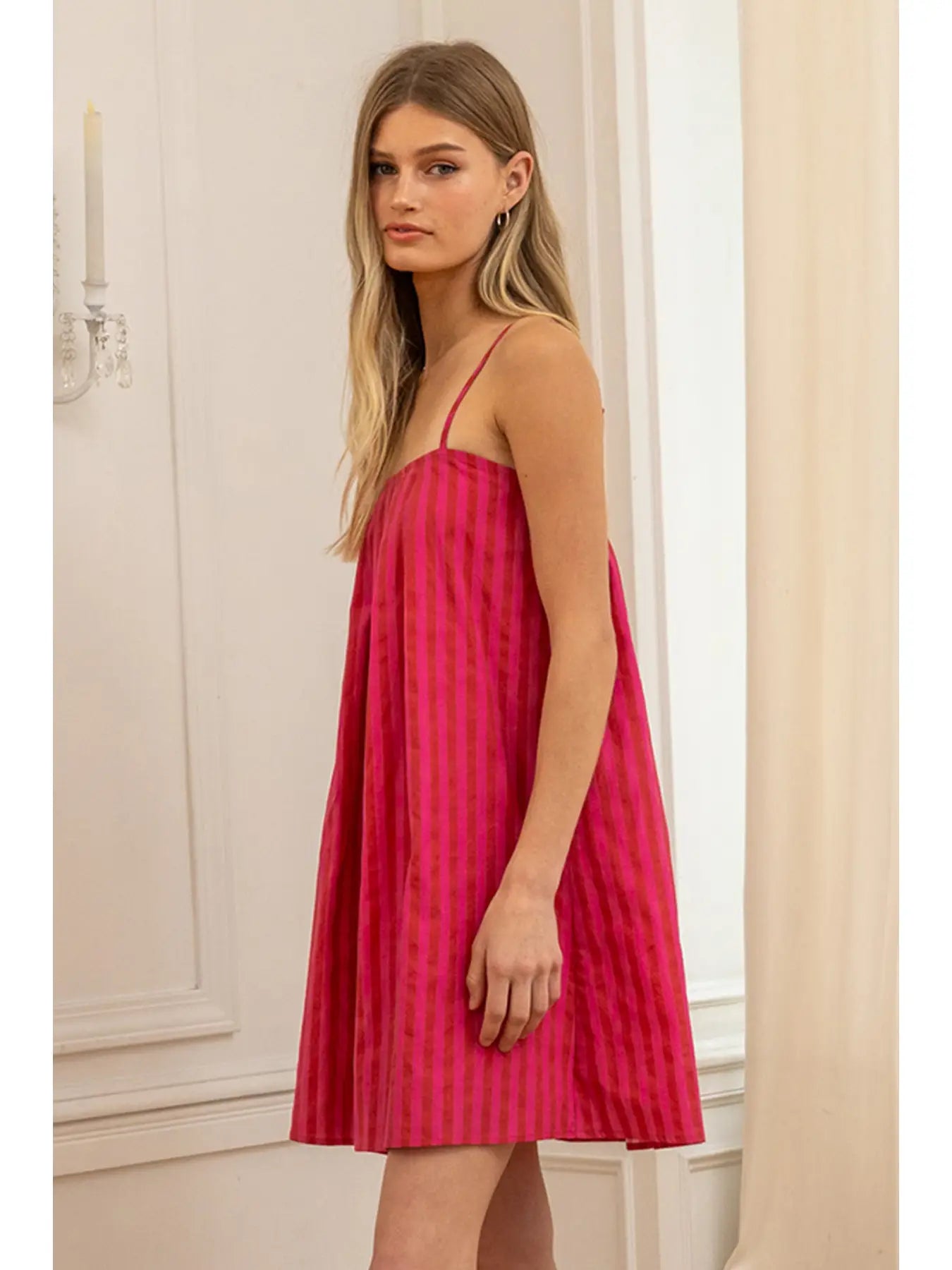 Candy Stripe Babydoll Mini Dress