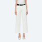 High Rise Wide Leg Twill Pants in White