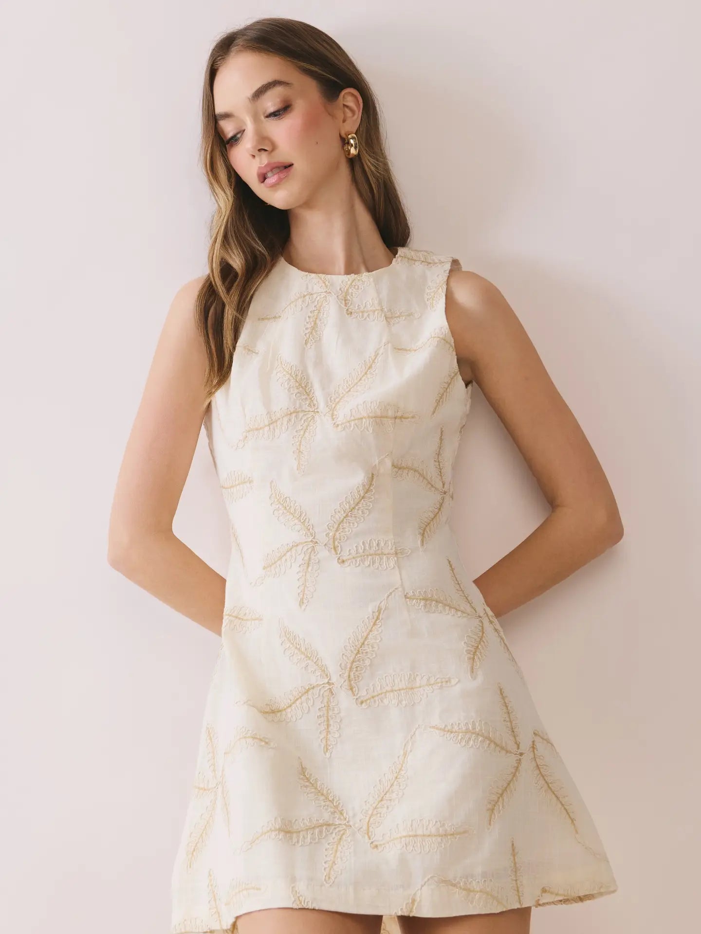 Starfish Embroidered A Line Sleeveless Mini Dress