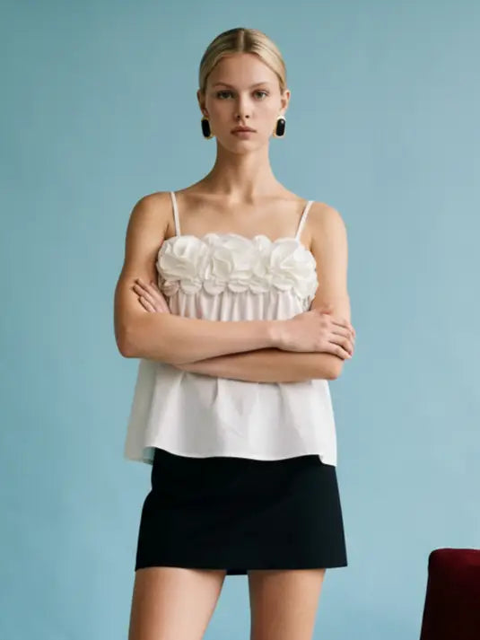 Floral Appliqué Babydoll Camisole Top