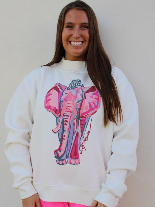 "Pink Elephant Love" Mock Neck