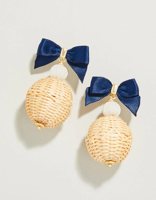 Bow Bauble Earrings Blue/Natural