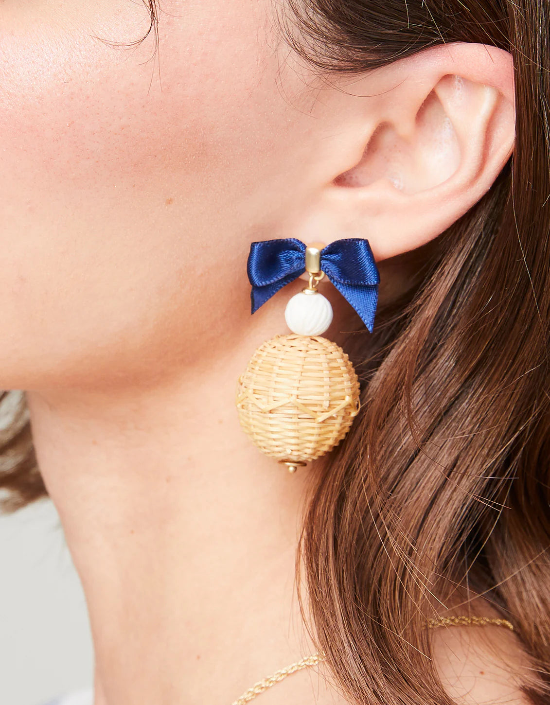Bow Bauble Earrings Blue/Natural