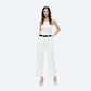 High Rise Wide Leg Twill Pants in White