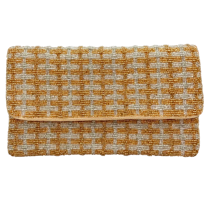 Gold & Silver Weave Beaded Clutch