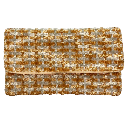 Gold & Silver Weave Beaded Clutch