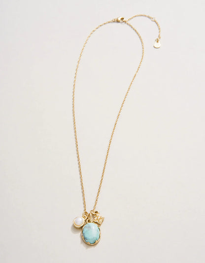 Coralie Charm Necklace 17" Light Turquoise