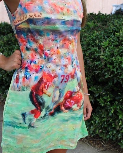 Football Print Open Back Mini Dress