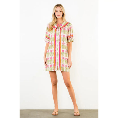 Puff Sleeve Floral Pattern Dress