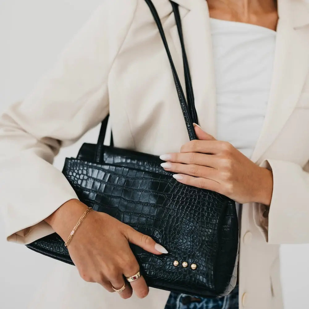 Kris Croc Embossed Shoulder Bag