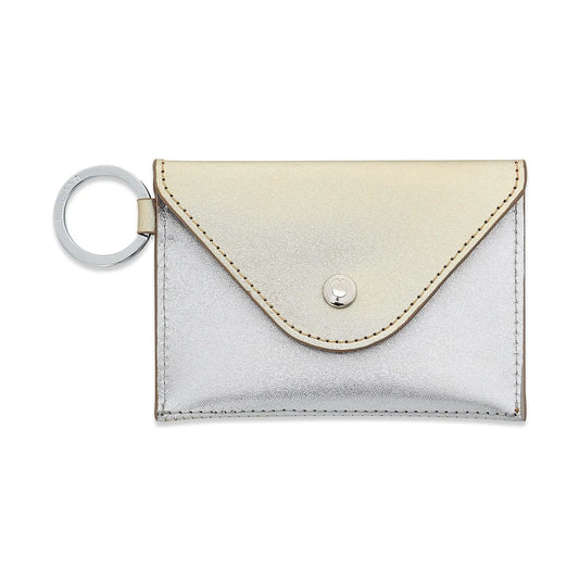 Keychain Wallet: Gold/Silver Leather Envelope Card Case