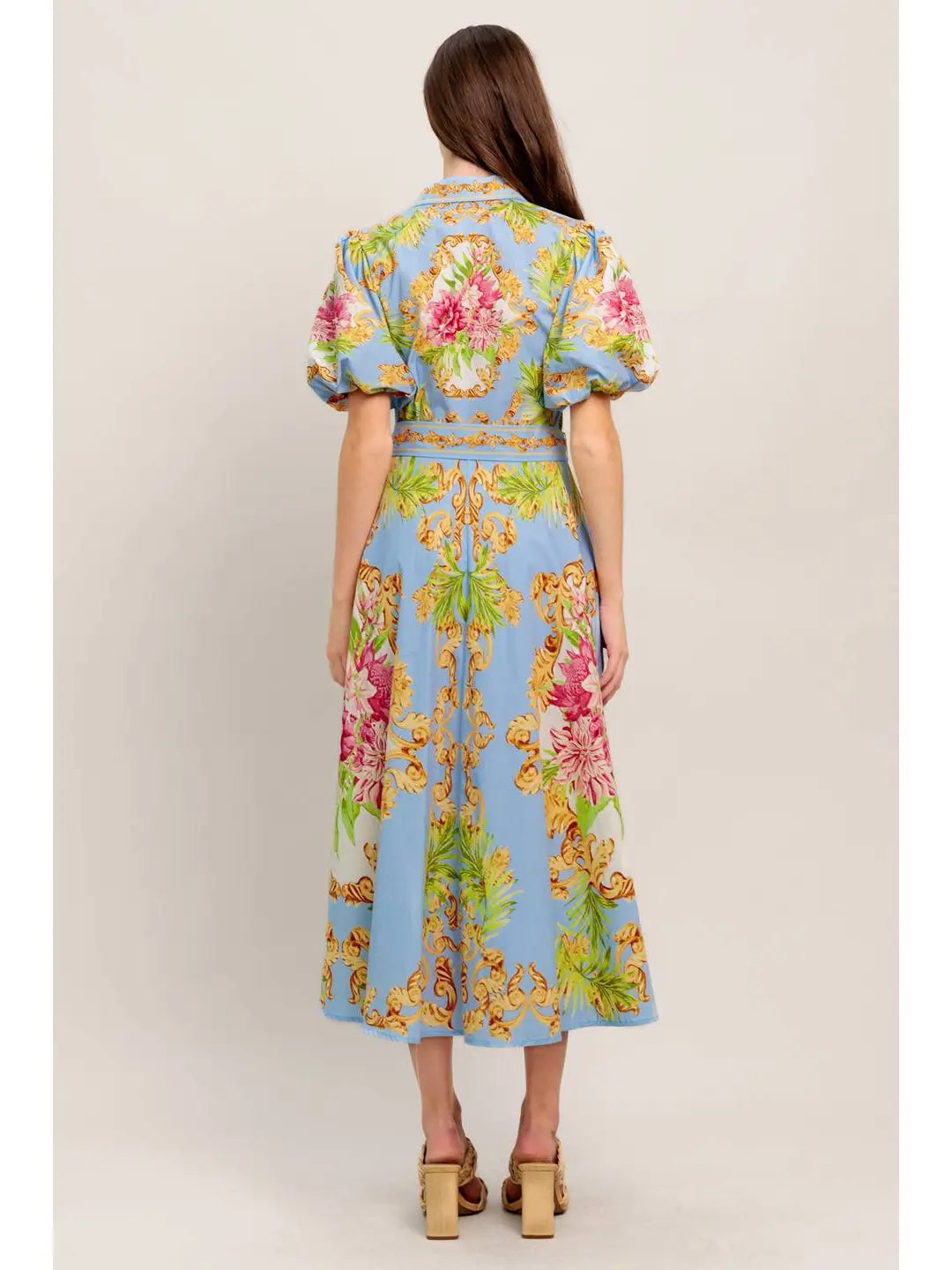 A Printed Woven Midi Dress