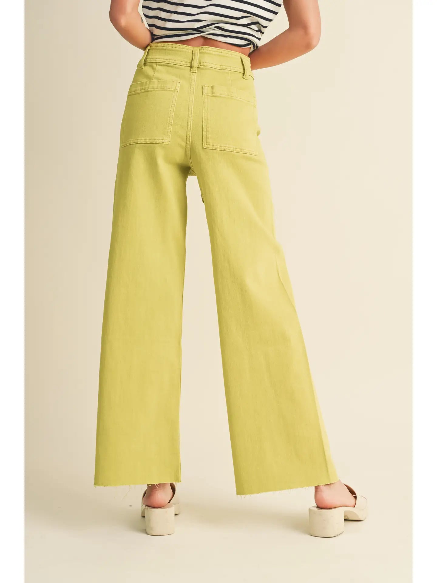 Straight Wide Leg Denim Pants Lemon Squeeze