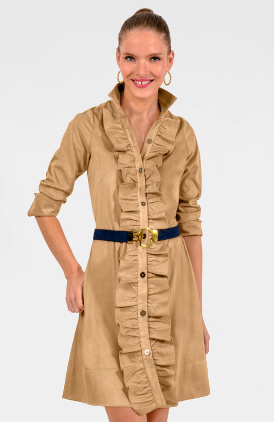 Ruffle Rumble Dress Ultra Suede Khaki