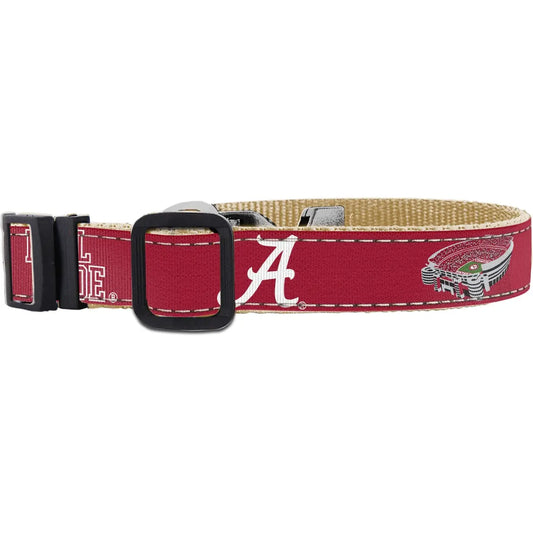 Alabama Crimson Tide Collegiate Woven Ribbon Dog Collar. Size Small