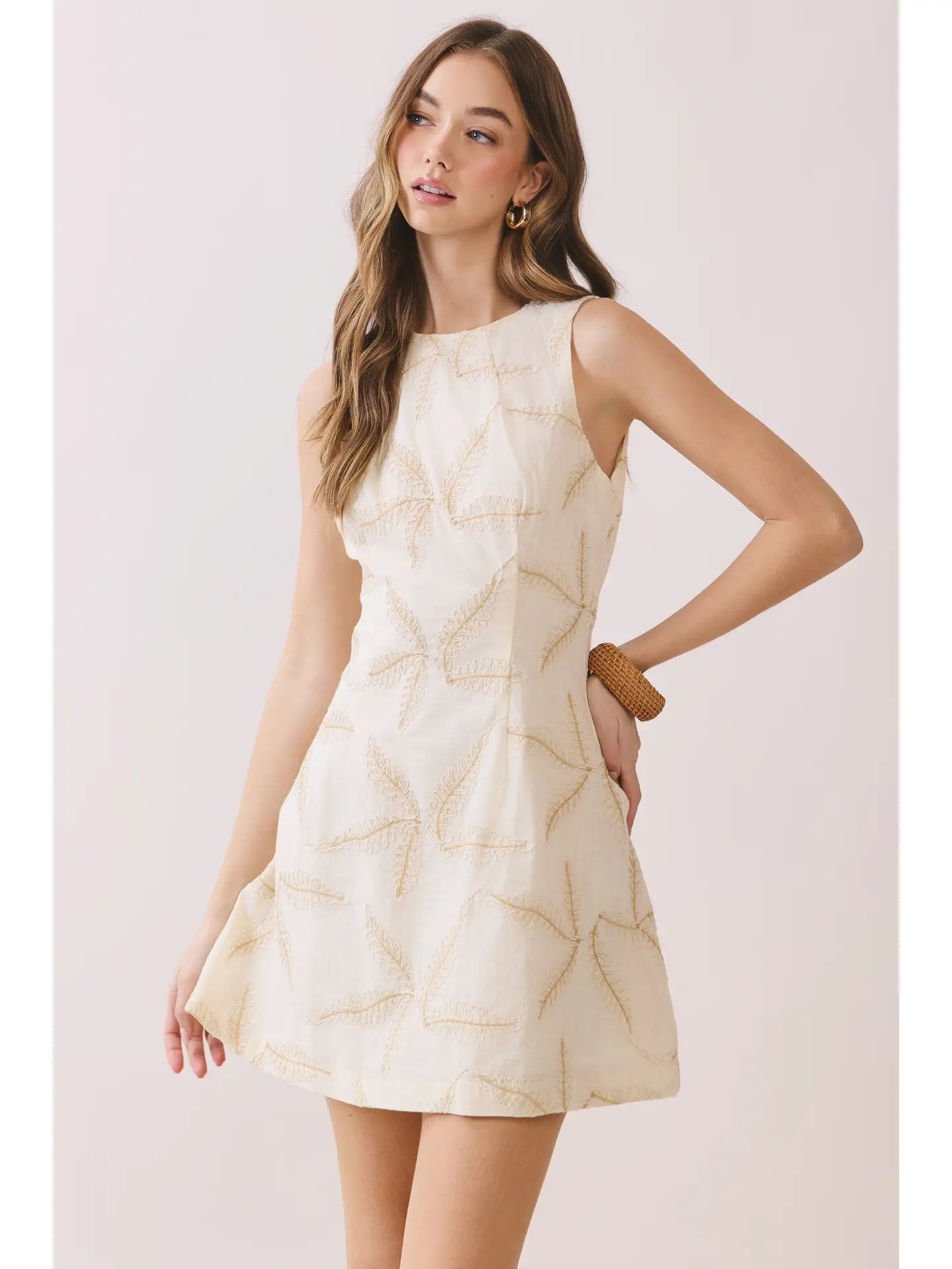 Starfish Embroidered A Line Sleeveless Mini Dress