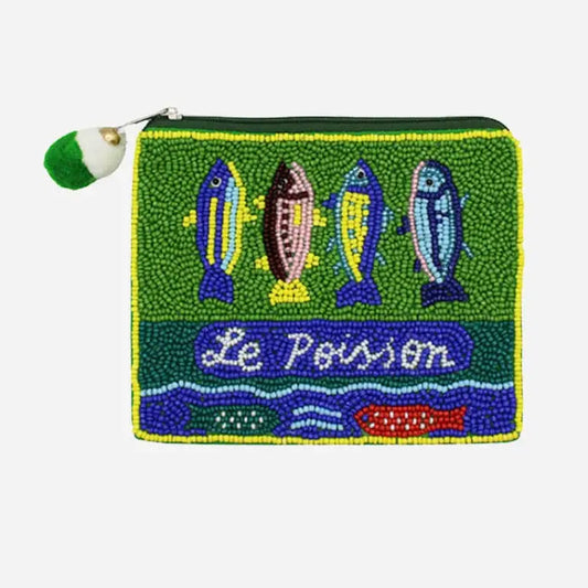 Le Poisson Beaded Coin Pouch