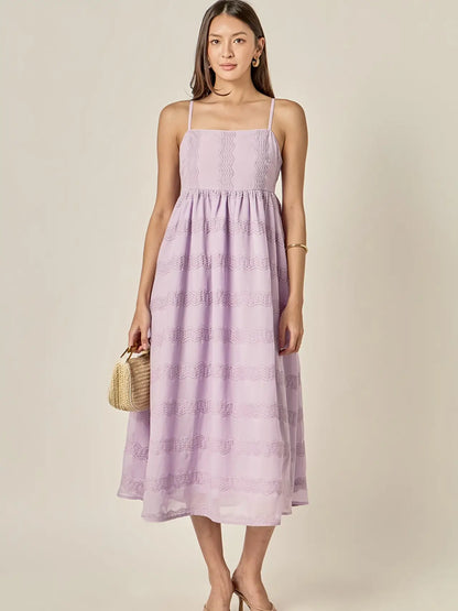 Embroidered Chiffon Sleeveless Midi Dress
