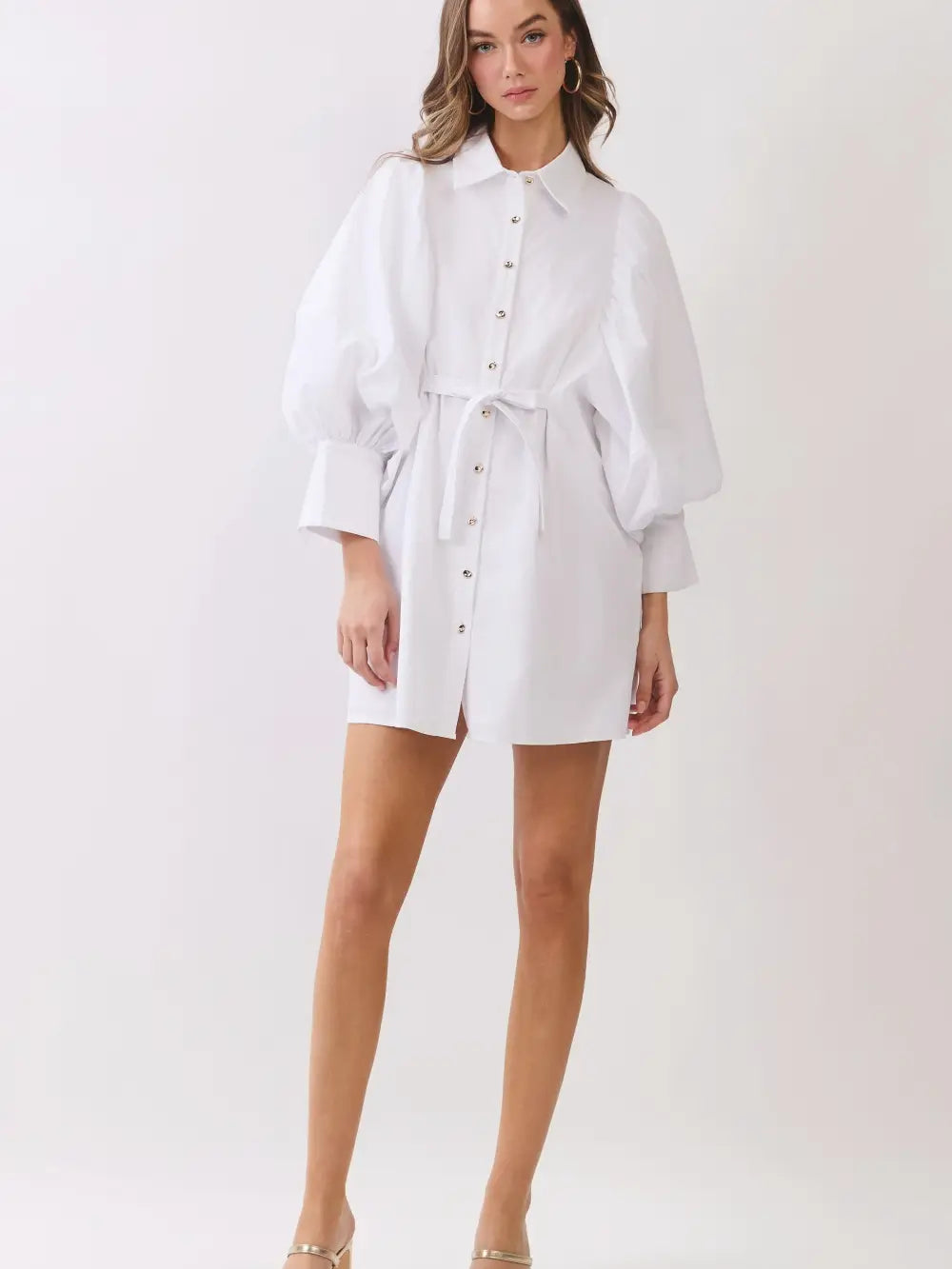 Gold button Mini Shirt Dress