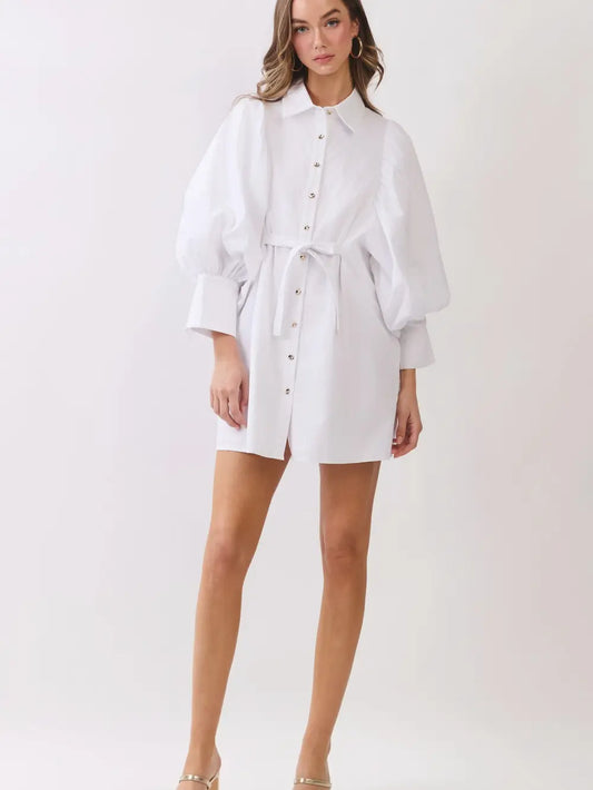 Gold button Mini Shirt Dress