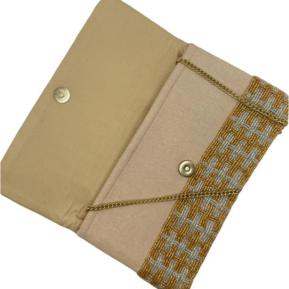 Gold & Silver Weave Beaded Clutch