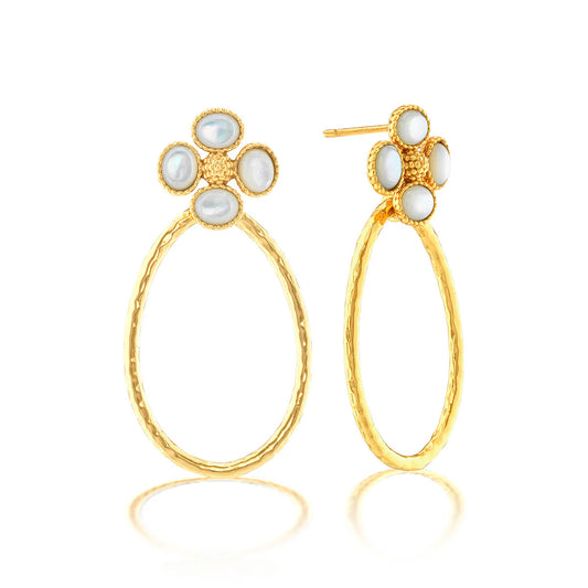 Berry Clover Teardrop Earrings - MOP