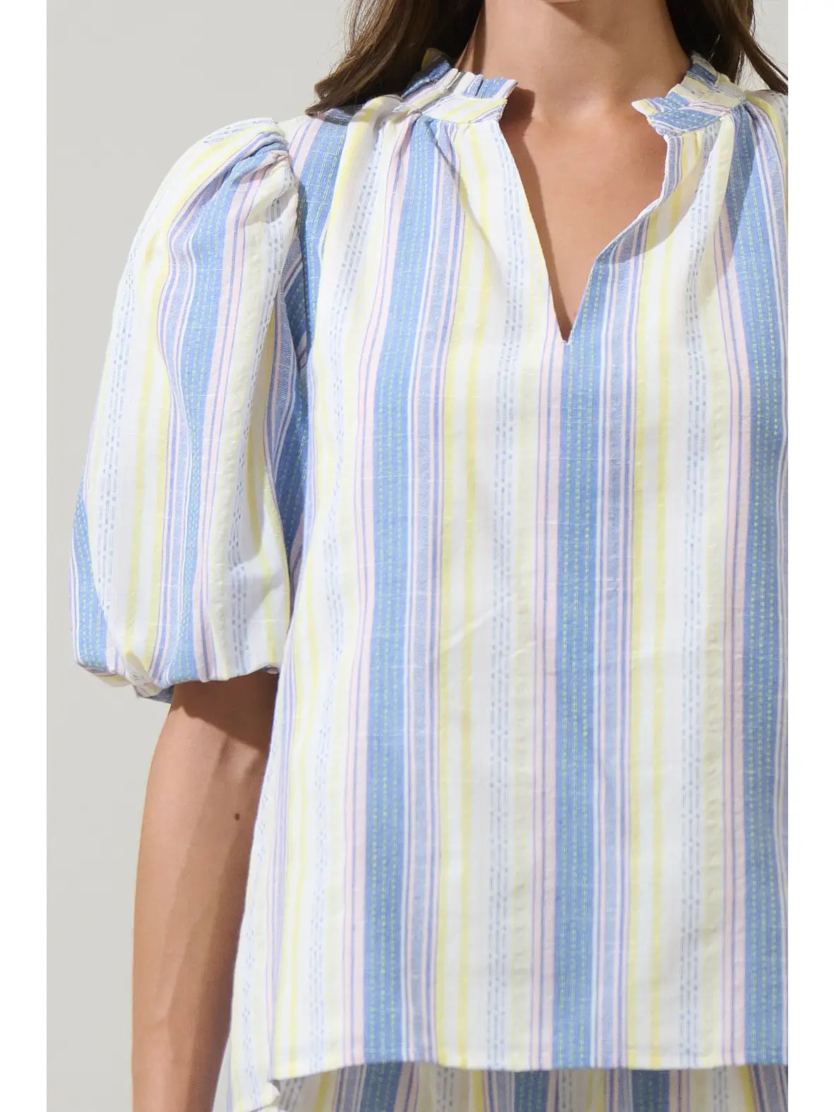 Vexie Striped Gretna Ruffle Blouse