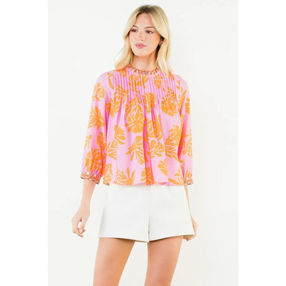 Long Sleeve Floral Pattern Top