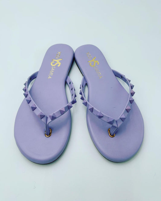 Yosi Samara Rivington Stud Flip Flops Lavender