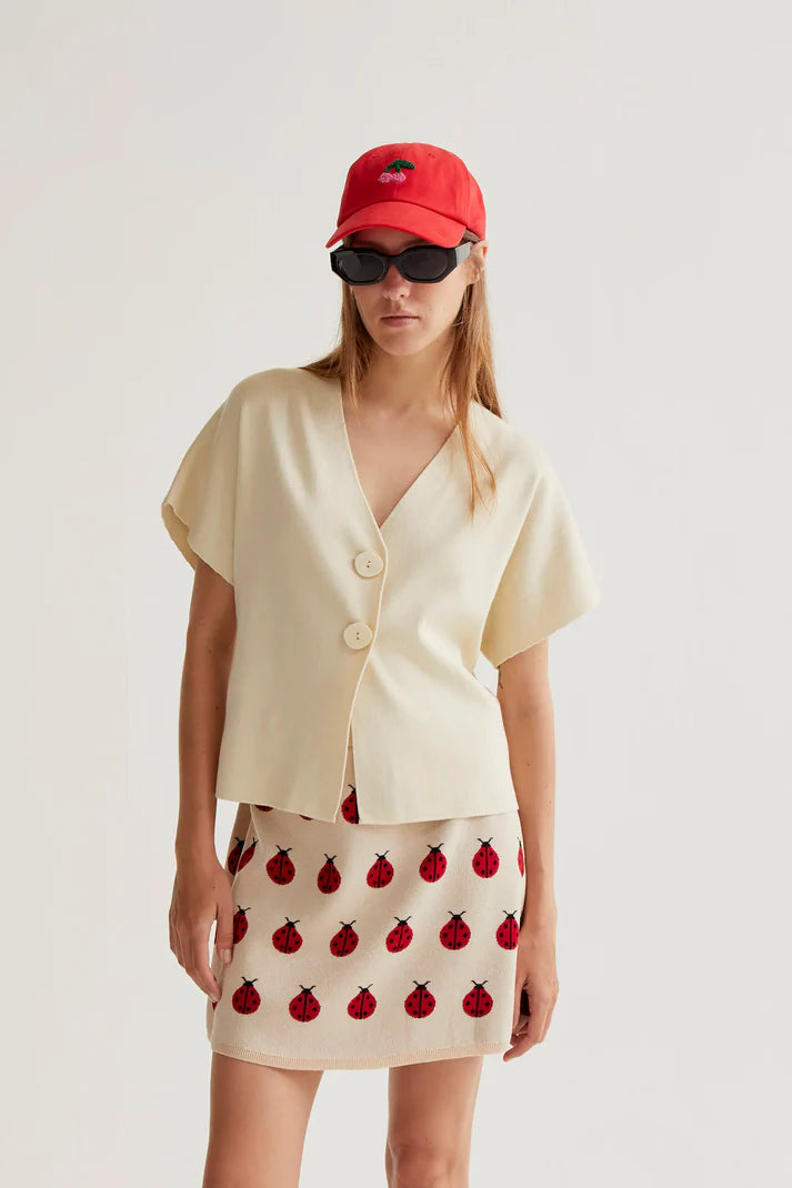 Beige Two Button Cardigan