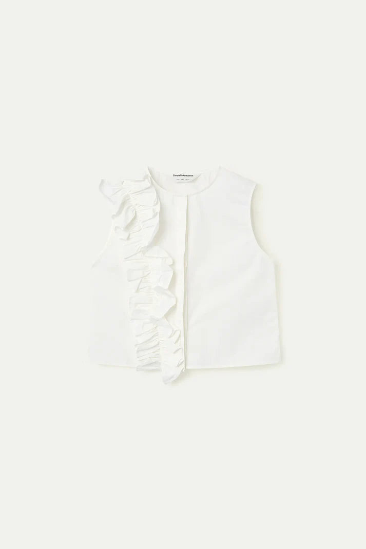 White Ruffle Top