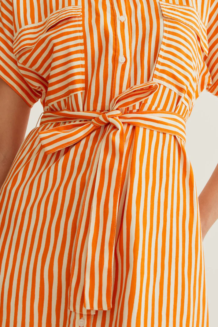 Orange Stripe Midi Dress