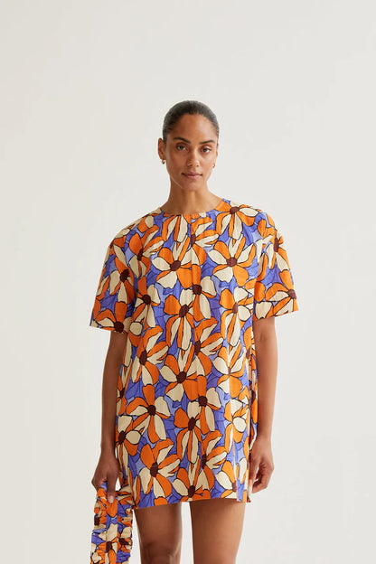 Orange Floral Mini Dress
