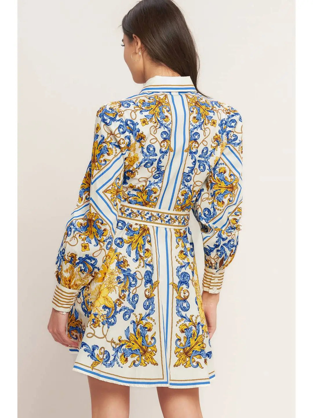 Blue Floral Woven Mini Dress