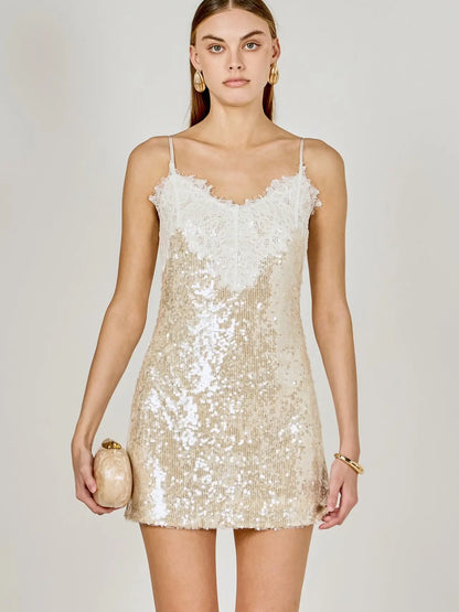 Sequin Lace Mini Dress