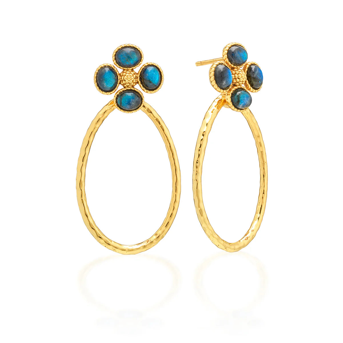Berry Clover Teardrop Earrings - Blue Labradorite