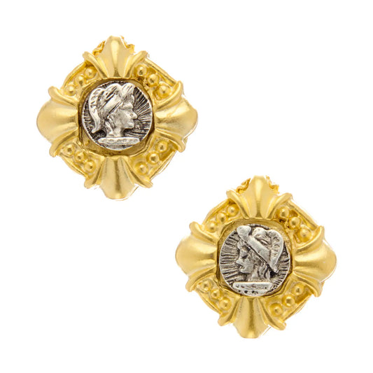 Mixed Metal Cameo Studs
