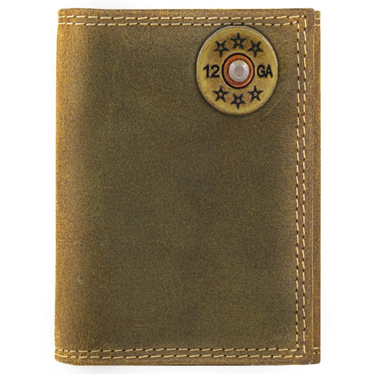 Shotshell Vintage Tan Leather Trifold Wallet
